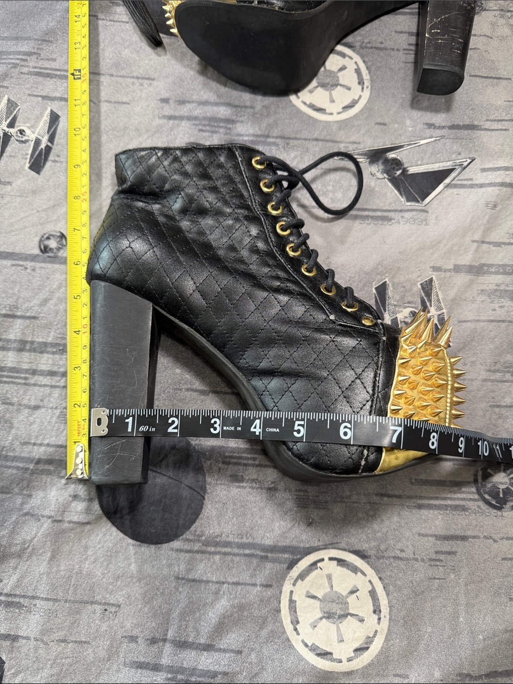 JEFFEREY CAMPBELL CROWN SPIKED LITAS VEGAN LEATHER SZ 8 - Picture 11 of 11